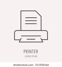 Logo or label printer. Line style logotype. Easy to use  template. Vector abstract sign or emblem.
