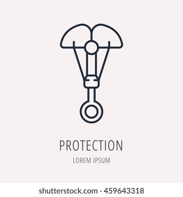 logo or label Protection. Line style logotype. Easy to use business template. Vector abstract sign or emblem.