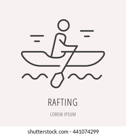 logo or label rafting. Line style logotype template. Easy to use business template. Vector abstract logo or emblem.