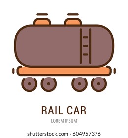 Logo or label rail car. Line style logotype. Easy to use rail car template. Vector abstract sign or emblem.