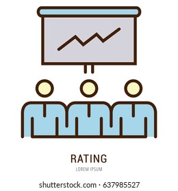 Logo or label rating. Line style. Easy to use rating template. Vector abstract sign or emblem.