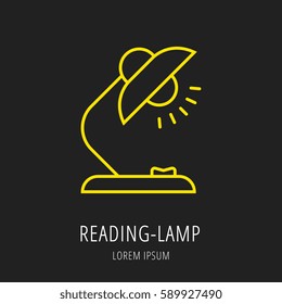 Logo or label reading-lamp. Line style logotype. Easy to use reading-lamp template. Vector abstract sign or emblem.
