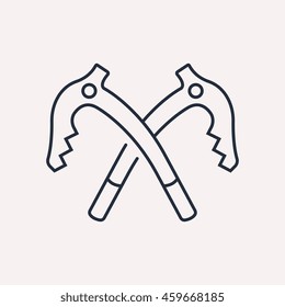 logo or label Rock Hammer. Line style logotype. Easy to use business template. Vector abstract sign or emblem.