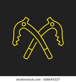 logo or label Rock Hammer. Line style logotype. Easy to use business template. Vector abstract sign or emblem.