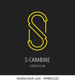 logo or label s carabine. Line style logotype. Easy to use business template. Vector abstract sign or emblem.