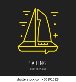 logo or label sailing. Line style logotype template. Easy to use business template. Vector abstract logo or emblem.