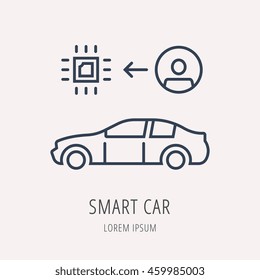 logo or label of Smart Car. Line style logotype. Easy to use business template. Vector abstract sign or emblem.