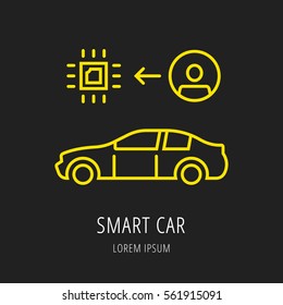 logo or label Smart Car. Line style logotype. Easy to use business template. Vector abstract sign or emblem.