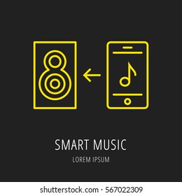 logo or label Smart Music. Line style logotype. Easy to use business template. Vector abstract sign or emblem.