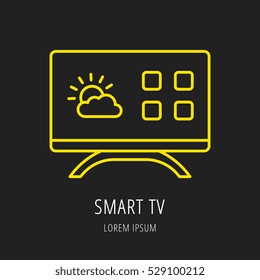 logo or label Smart TV. Line style logotype. Easy to use business template. Vector abstract sign or emblem.