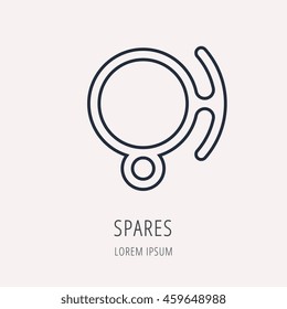 logo or label Spares. Line style logotype. Easy to use business template. Vector abstract sign or emblem.