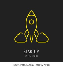 Logo or label startup. Line style logotype. Easy to use startup template. Vector abstract sign or emblem.