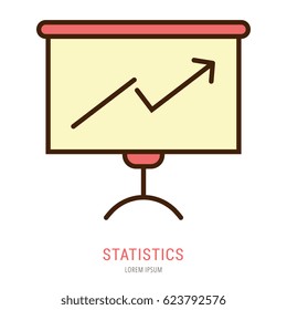 Logo or label statistics. Line style logotype. Easy to use statistics template. Vector abstract sign or emblem.