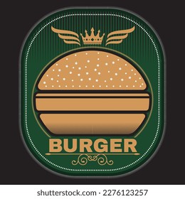 Logo, label, and sticker for fast food restaurants, cafes, hamburgers, and burger