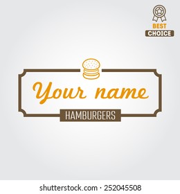 Logo, label, sticker for fast food restaurant, cafe, hamburger and burger