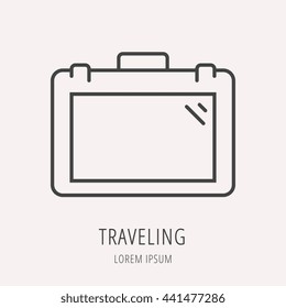 logo or label suitcase. Line style logotype template. Easy to use business template. Vector abstract logo or emblem.