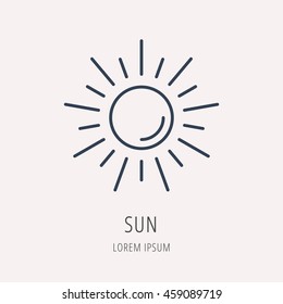 logo or label Sun. Line style logotype. Easy to use business template. Vector abstract sign or emblem.