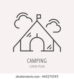 logo or label tent. Line style logotype template. Easy to use business template. Vector abstract logo or emblem.