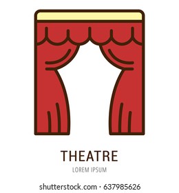 Logo or label theatre. Line style. Easy to use theatre template. Vector abstract sign or emblem.