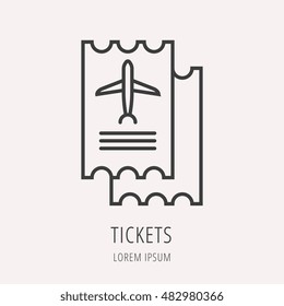 logo or label tickets. Line style logotype. Easy to use business template. Vector abstract sign or emblem.