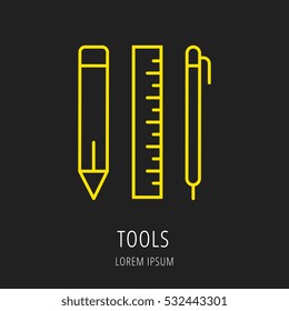 Logo or label tools. Line style logotype. Easy to use  template. Vector abstract sign or emblem.