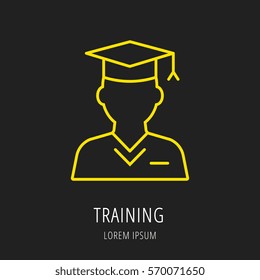 Logo or label training. Line style logotype. Easy to use training template. Vector abstract sign or emblem.