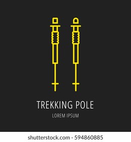 logo or label Trekking Pole. Line style logotype. Easy to use business template. Vector abstract sign or emblem.