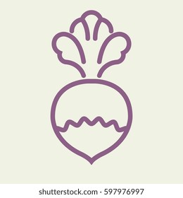 Logo or label turnip. Line style logotype. Easy to use turnip template. Vector abstract sign or emblem.