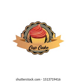 logo label vitage elegant cup cake vector design 