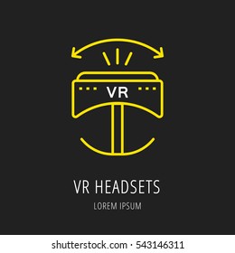 logo or label VR headsets. Line style logotype. Easy to use business template. Vector abstract sign or emblem.