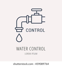 logo or label Water Control. Line style logotype. Easy to use business template. Vector abstract sign or emblem.