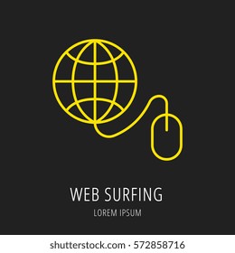 Logo or label web surfing. Line style logotype. Easy to use web surfing template. Vector abstract sign or emblem.