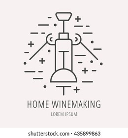 logo or label Wine making. Line style logotype template with elements wine making. Easy to use business template. Vector abstract logo or emblem.