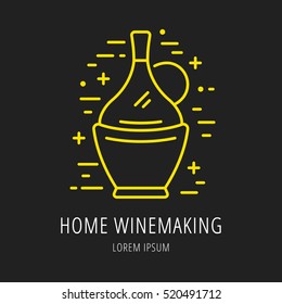 logo or label Wine making. Line style logotype template with elements  Easy to use business . Vector abstract  or emblem.