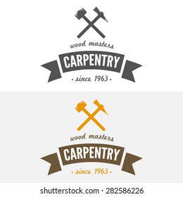 Logo, labels, badges and logotype elements for sawmill, carpentry and woodworkers
