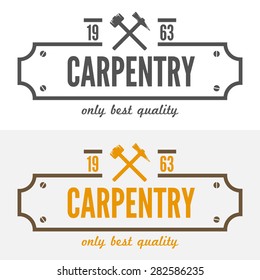 Logo, labels, badges and logotype elements for sawmill, carpentry and woodworkers