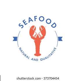 Logo or labels seafood restaurant- lobster.Vector illustration