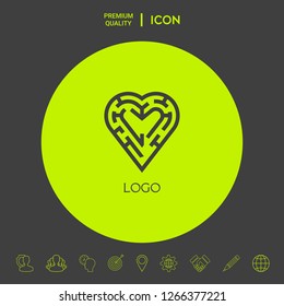 Logo - a labyrinth in the heart - a symbol of the search for love, solving problems in relationships, happiness.