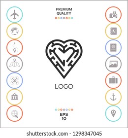 Logo - a labyrinth in the heart - a symbol of the search for love, solving problems in relationships, happiness.