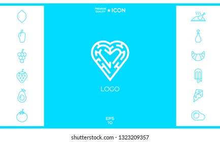 Logo - a labyrinth in the heart - a symbol of the search for love, solving problems in relationships, happiness.