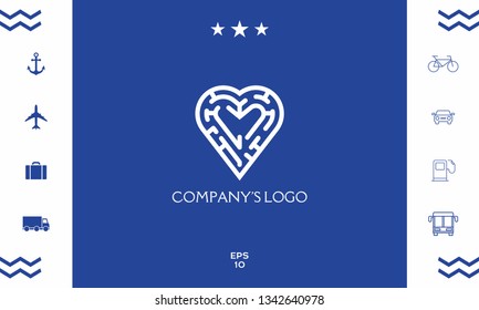 Logo - a labyrinth in the heart - a symbol of the search for integrity, wisdom and happiness.