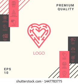 Logo - a labyrinth in the heart - a symbol of the search for love, solving problems in relationships, happiness.