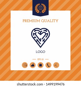 Logo - a labyrinth in the heart - a symbol of the search for love, solving problems in relationships, happiness.