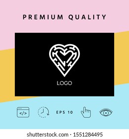 Logo - a labyrinth in the heart - a symbol of the search for love, solving problems in relationships, happiness.