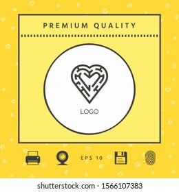 Logo - a labyrinth in the heart - a symbol of the search for love, solving problems in relationships, happiness.