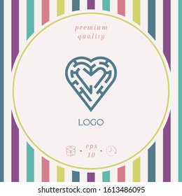 Logo - a labyrinth in the heart - a symbol of the search for love, solving problems in relationships, happiness.