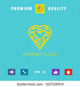 Logo - a labyrinth in the heart - a symbol of the search for integrity, wisdom and happiness.