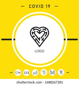 Logo - a labyrinth in the heart - a symbol of the search for love, solving problems in relationships, happiness.