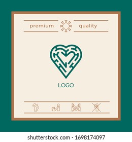 Logo - a labyrinth in the heart - a symbol of the search for love, solving problems in relationships, happiness.