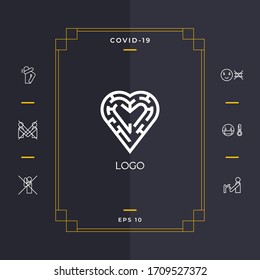 Logo - a labyrinth in the heart - a symbol of the search for love, solving problems in relationships, happiness.